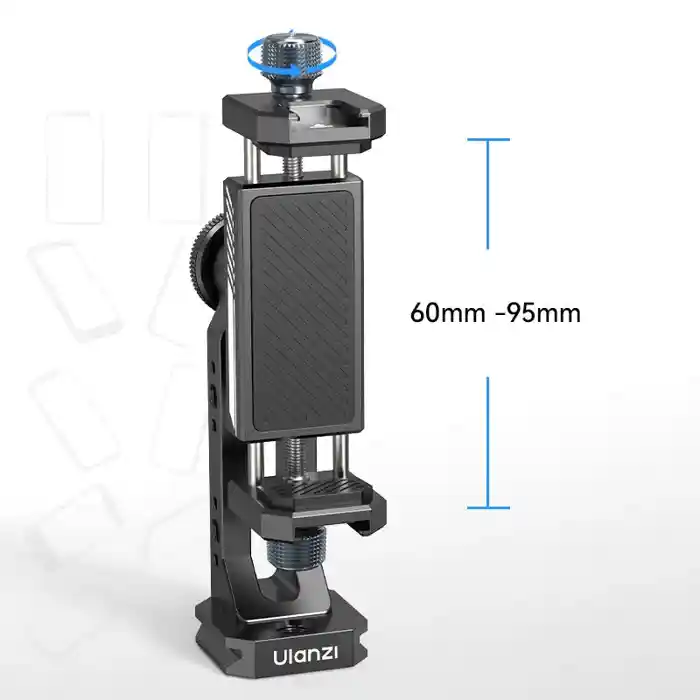 Ulanzi MA53 360 Rotation Metal Phone Holder Tripod Mount Cold Shoe Uka Arca Mount Clip Clamp with 60-95mm Width